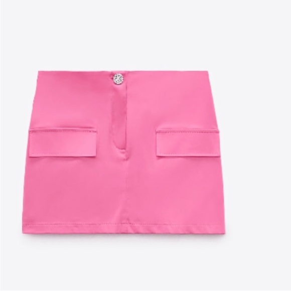 Zara satin‎ mini skirt Barbie pink - Picture 2 of 6